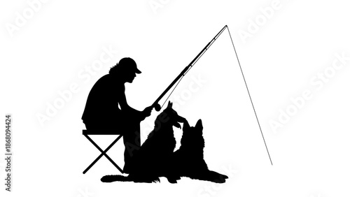 A man and his dog enjoying a peaceful fishing experience together