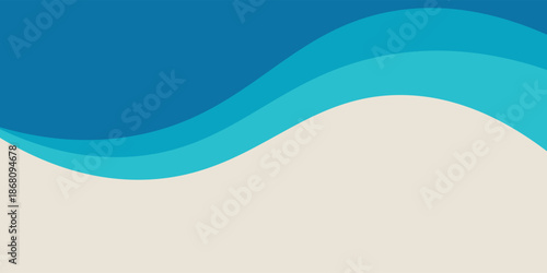 Vector layered blue water wave banner templateVector layered blue water wave banner template