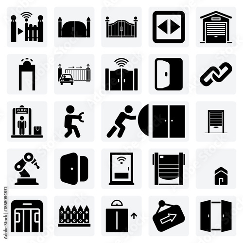 Entryway And Access Point Representations Featuring Automatic, Sliding, And Security Gates For Architectural Or Security-Themed Projects.