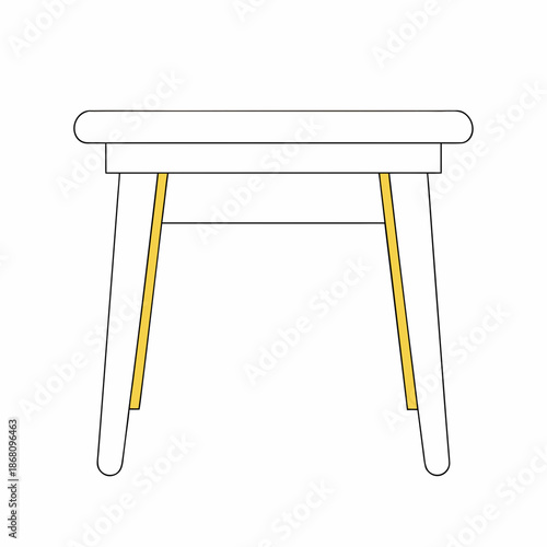Simple wooden stool with yellow accents