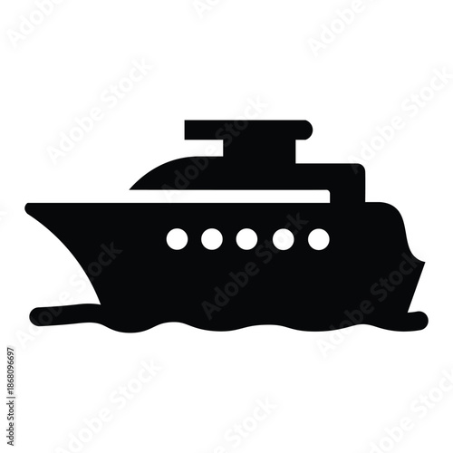 Minimal cargo ship icon representing sea transportation shipping and global logistics