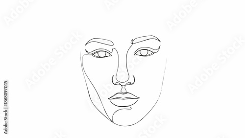 Minimalist single line drawing of a womans face.