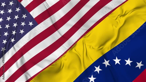 United States vs Venezuela flag animation seamless. 4k Video