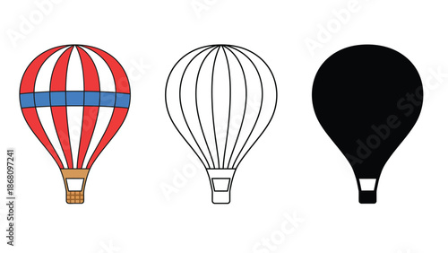 Vibrant hot air balloons in various styles and colors