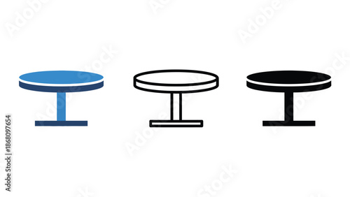 Modern round tables in different colors and styles