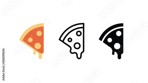 Delicious pizza slices in various styles and colors