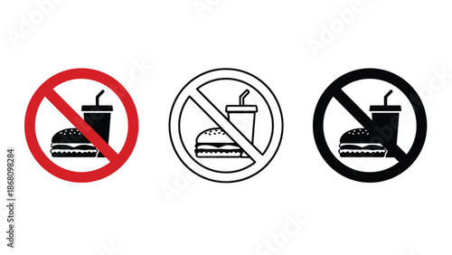 No food or drink allowed signs in various styles