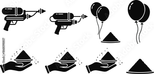 Happy holi festival colorful powder throwing illustrations