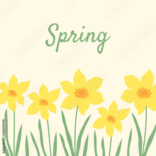 Spring illustration with yellow narcissus