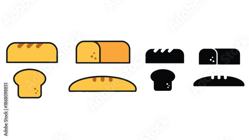 Variety of bread types in different colors and shapes