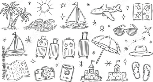 Hand drawn brush arrow direction icon set, Hand drawn fast food sushi dessert icon set.
