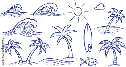 Hand drawn brush arrow direction icon set, Hand drawn fast food sushi dessert icon set.
