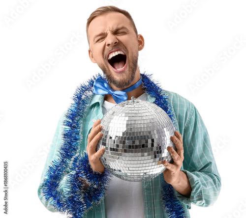 Drunk young man with disco ...