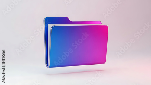 3D Glossy Gradient File Folder Icon for Digital Data Storage
