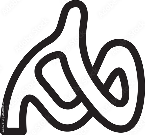 Abstract continuous black line knot or tangle icon