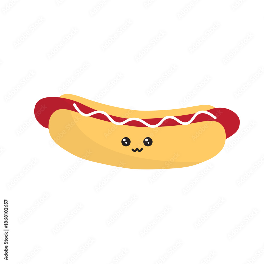 Fototapeta premium Cute Kawaii Hotdog