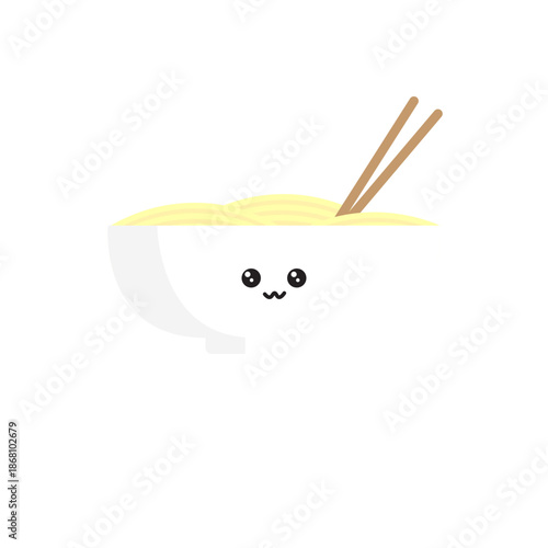 Cute Kawaii Noodles in a Bowl