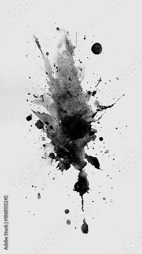 검정 잉크 동양화 먹물의 퍼짐 수목화 한국그림