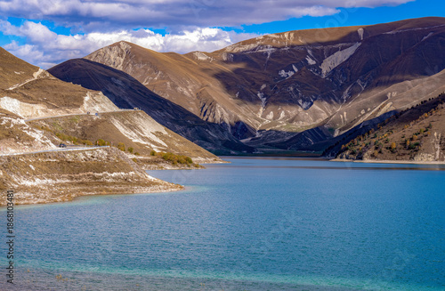 Lake Kezenoy-am is located on the border of the Chechen Republic and the Republic of Dagestan. The lake belongs to the Sulak River basin