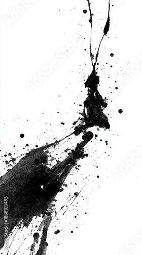 검정 잉크 동양화 먹물의 퍼짐 수목화 한국그림