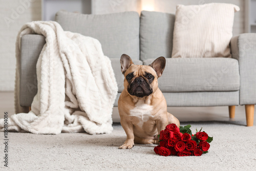 Cute French bulldog with ro...