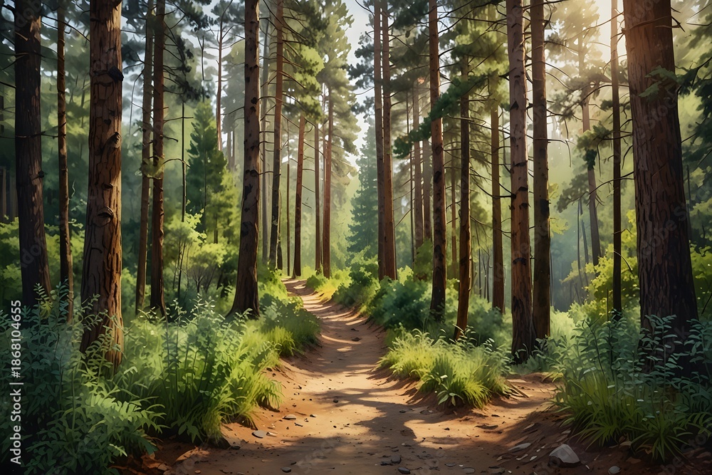 Obraz premium Hiking trails through foothill forests