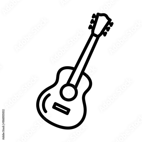 Acoustic Guitar Outline Icon Vector Illustration