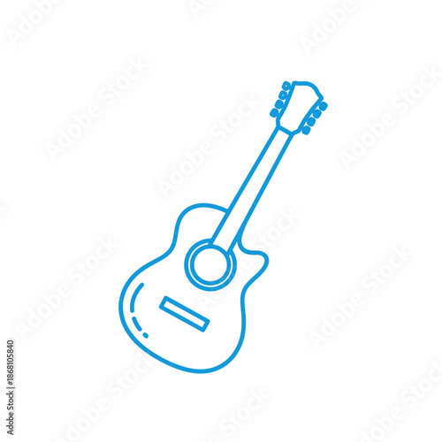 Acoustic guitar outline icon vector on white background