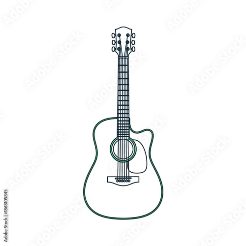 Acoustic Guitar Outline Icon Vector Isolated on White Background