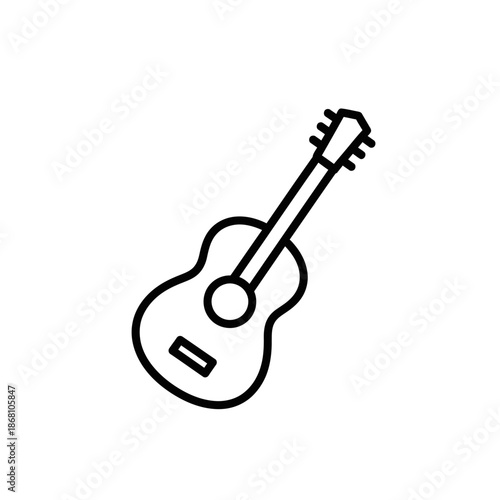 Acoustic Guitar Outline Icon Vector Simple Minimalist Music Symbol