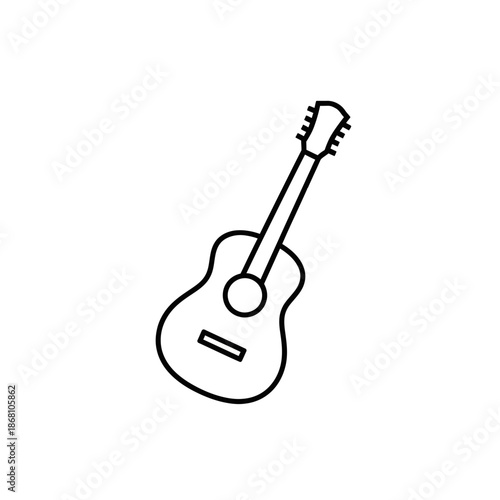 Acoustic guitar outline icon, classic musical instrument vector graphic