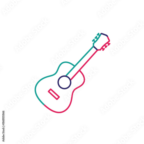Acoustic Guitar Outline Icon with Gradient Colors