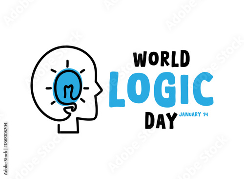 World Logic Day. January 14. Logic icon. White background.