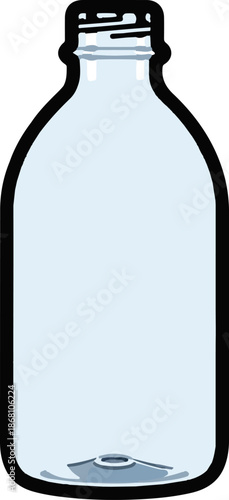 A simple light blue bottle with a black outline and cap