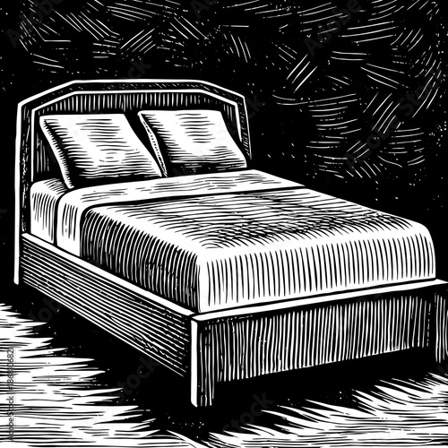 Stylish bedroom with modern bed