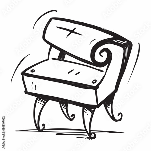 Elegant armchair with curved backrest