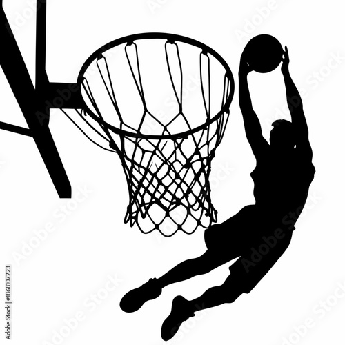 Basketball player dunking