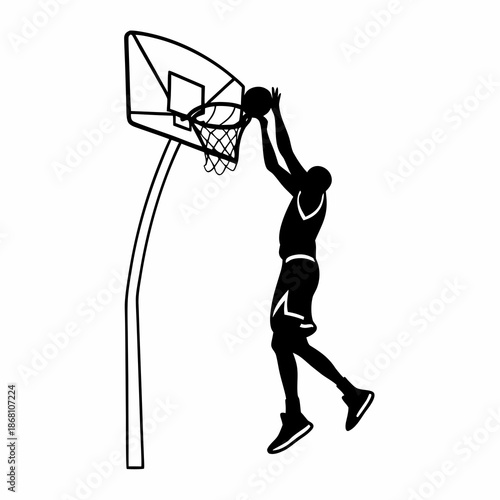 Basketball player dunking