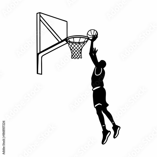 Basketball player dunking