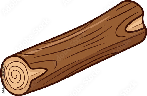 A simple, stylized brown wooden log with distinct rings at the end