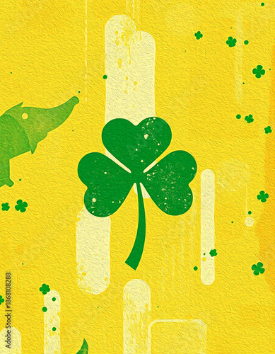St Patrick's Day oil paint illustration. Abstract pattern for printing on wall decorations, wallpapers, covers, leaflets