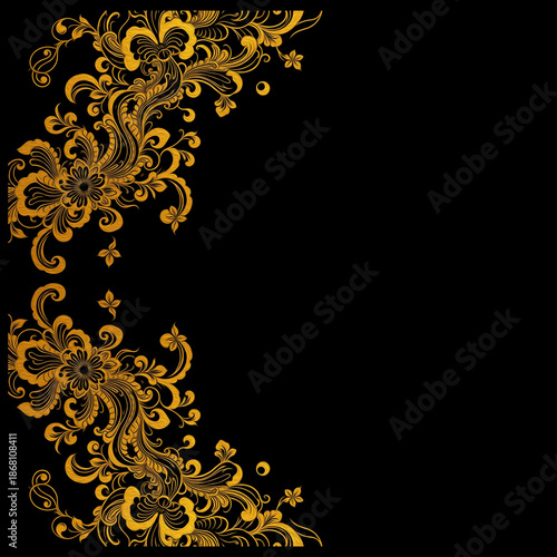Oil painting. Pattern for printing on wall decorations, covers, leaflets, business cards. Golden oriental pattern.
