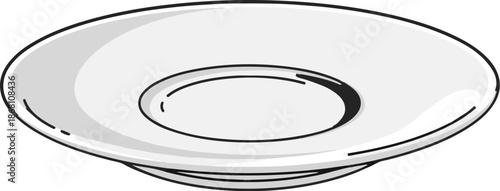 A simple, clean, white plate with a raised rim and a central indentation
