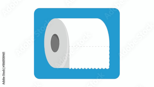 A simple blue icon features a roll of white toilet paper