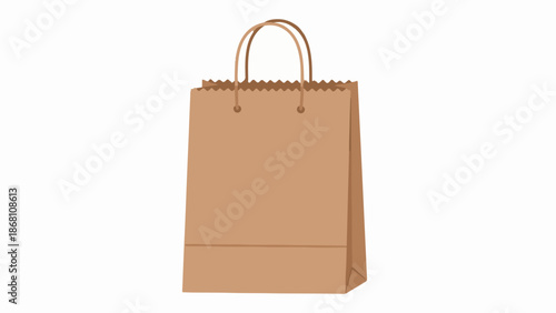 A simple brown paper shopping bag with two handles and a creased top