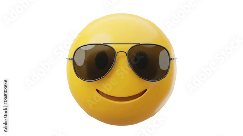 Smiley face emoji wearing sunglasses with a cheerful expression  