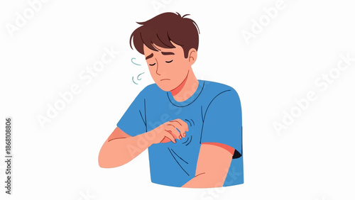 A sad person holds their chest in distress