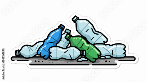 A pile of empty, crushed plastic bottles