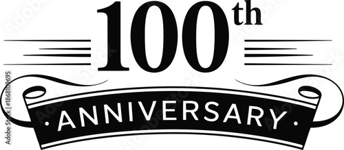 An elegant black and white emblem celebrates a significant 100th anniversary milestone with classic style