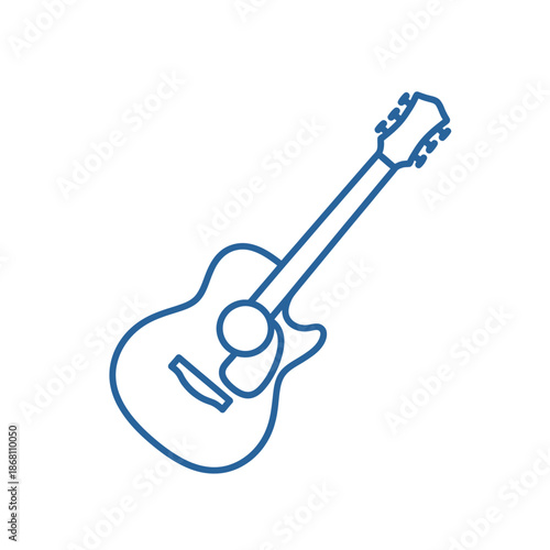 Acoustic Guitar Outline Icon, Musical Instrument Vector Art